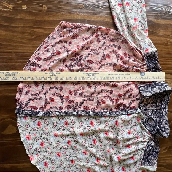 Free People Dani Sheer Boho Festival Floral Paisley Animal Print Button Blouse S - Picture 8 of 9